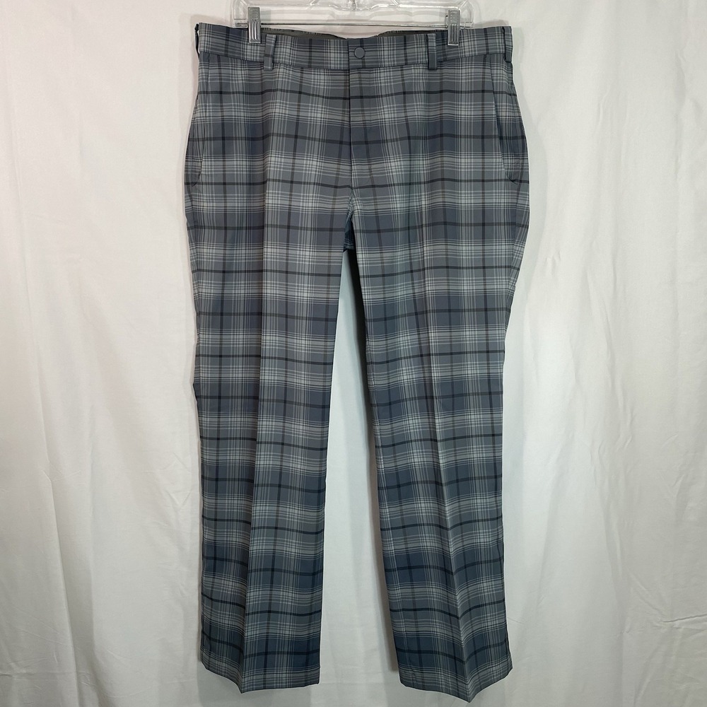 Nike Golf Tour Performance Active Pants 36 x 28 Gray Plaid Dri-Fit Lightweight‎